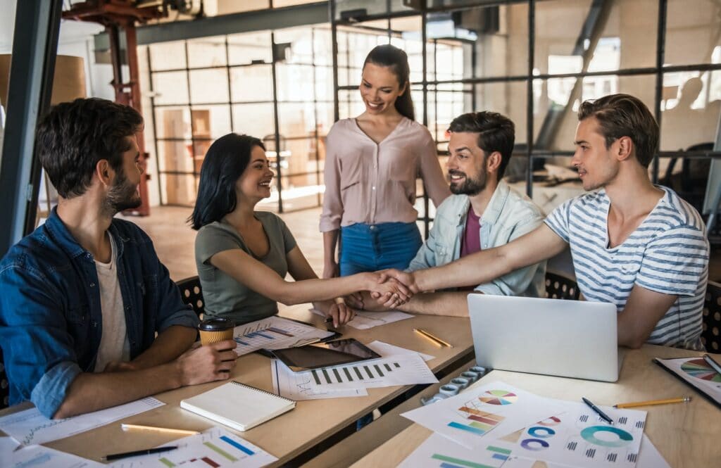 Young business team working